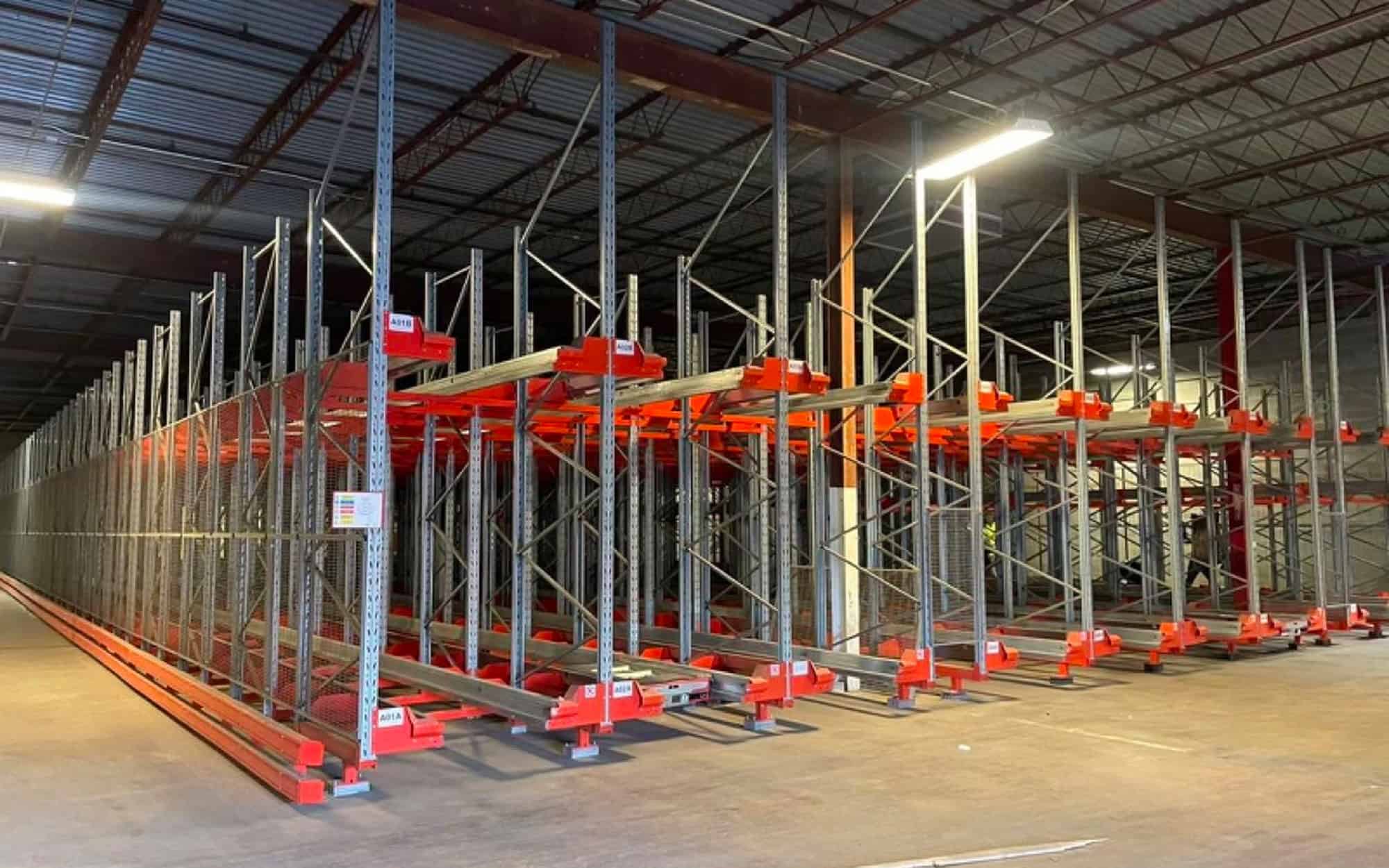 Pallet Racks in Warehouse During Installation Process