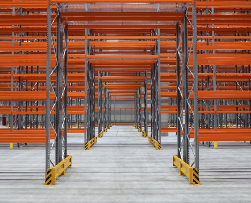 empty warehouse racks